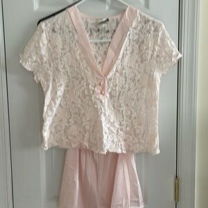 Jacqueline Smith pink 2-piece baby doll pajamas, medium